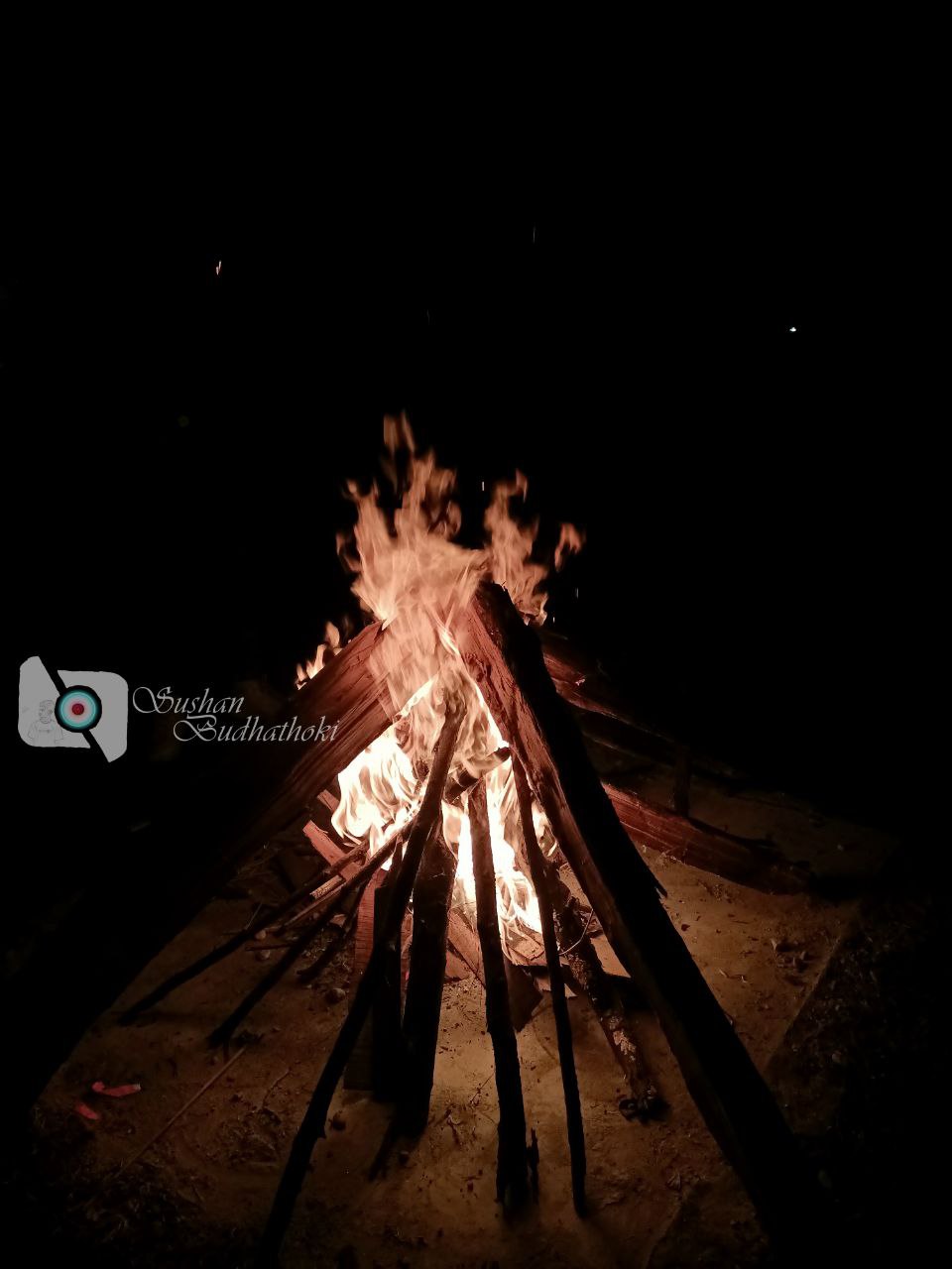a bonfire at night